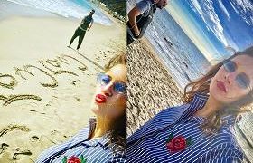 8 თვის ორსულმა ნათია დუმბაძემ ქმარს, ბაჩო ბატატუნაშვილს, ამერიკაში ჩააკითხა