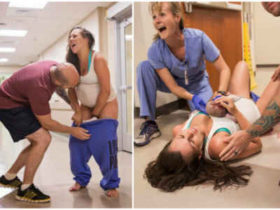 ქალმა საავადმყოფოს ფოიეში ქმრის თვალწინ იმშობიარა