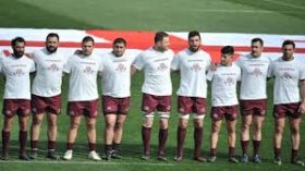 ქართველ მორაგბეებს ჰიმნის შესრულებისას მაისურებზე ტატუნაშვილი ეწერათ - ,,ღირსეულებო”, ,,მართლა ლომებო” _ წერენ ქომაგები