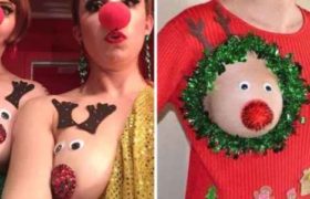 მკერდზე მიმაგრებული ირმები - საშობაო ტრენდი