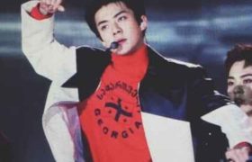 ,,ექსოს" წევრები დემნა გვასალიას სამოსით - საქართველოს დროშებით და ქართული წარწერებით